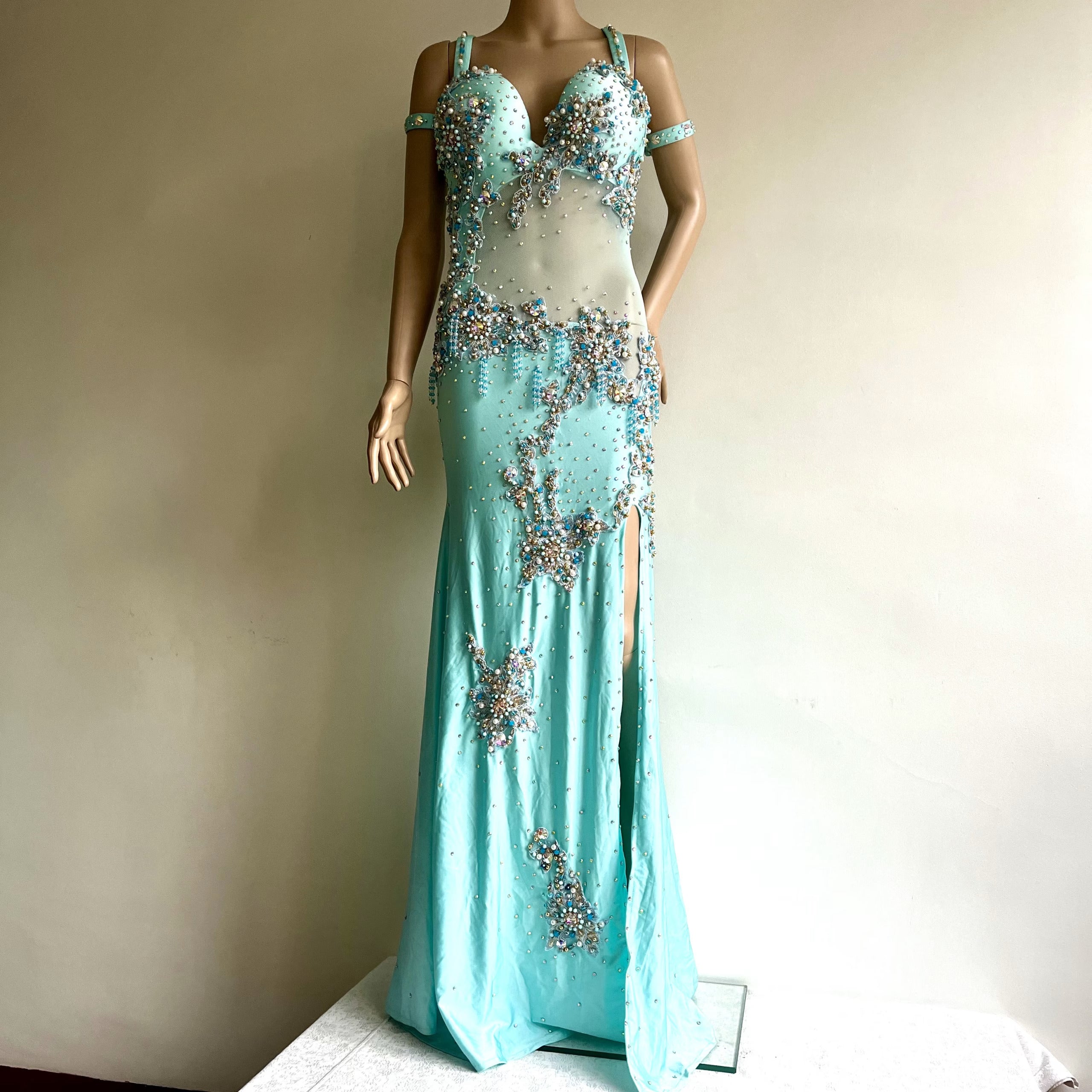 VESTIDO 612 verde agua