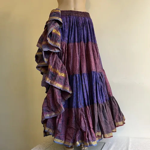 FALDA de sedas de sari morada
