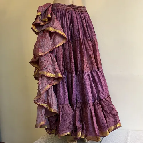 FALDA de sedas de sari malva