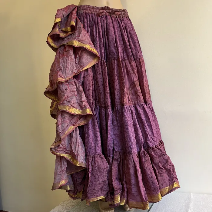 FALDA de sedas de sari malva