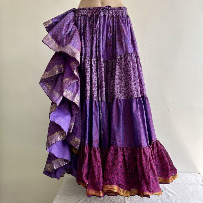 FALDA de sedas de sari morada
